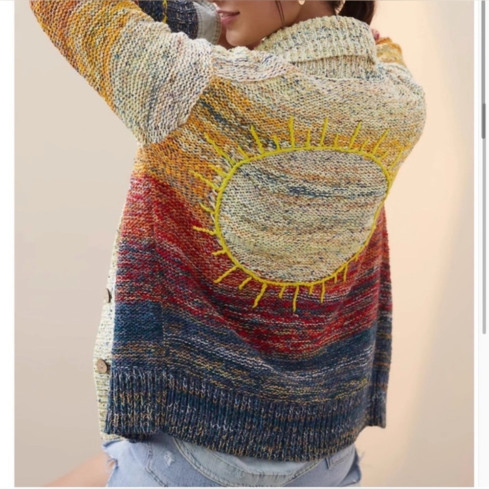 Anthropologie Pilcro Sunset Embroidered Cardigan- size XSP - Picture 12 of 12
